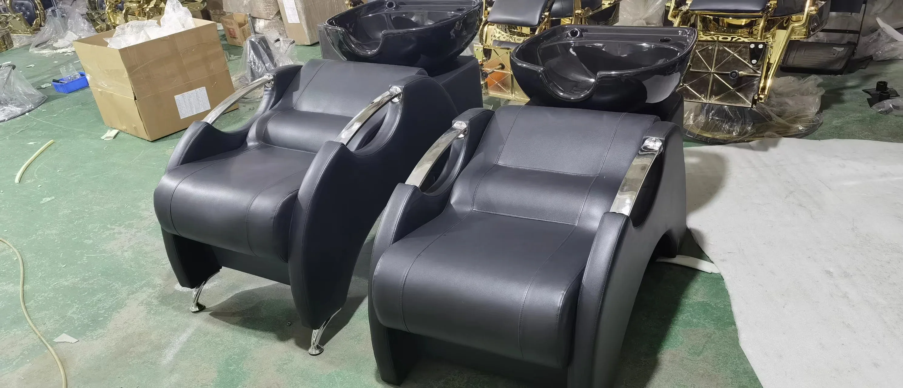 New Hair Salon Equipment Classic Black Shampoo Station Backwash Chair With Ceramic Bowl 10 Year Warranty 5