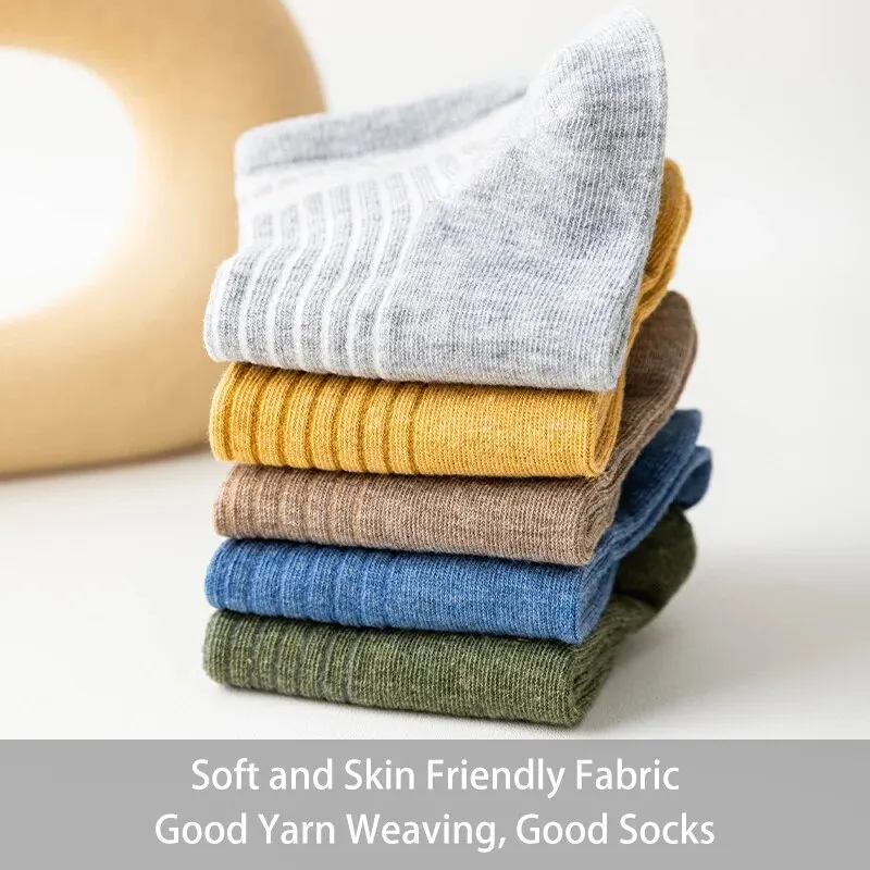 10 Pairs of Women's Spring and Summer Four-seasons Striped Solid Color Simple Fashionable and Comfortable School Students Socks 4