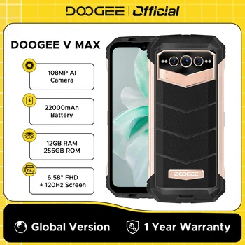 DOOGEE V Max 5G Telefono Robusto 22000mAh 12GB+256GB Telefono 108MP Câmara Telefono 120Hz Dimensity 1080 Alta Resoluzione