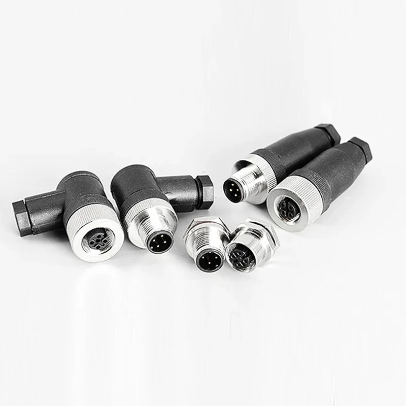 M12 sensor connector 4pin 5pin M12-8 waterproof male&female plug screw threaded coupling A Code sensor connectors 3