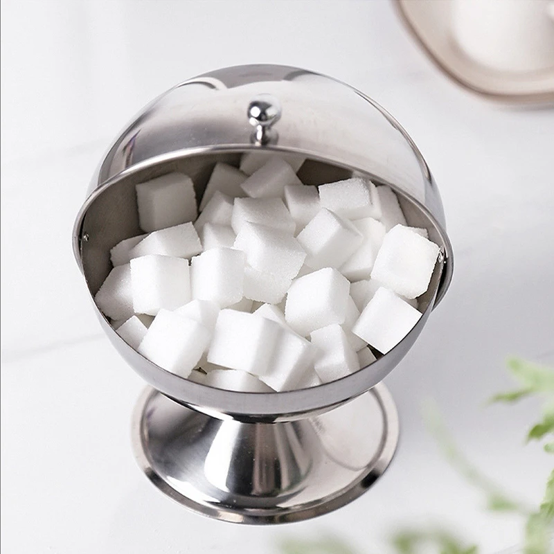 Spherical Sugar Tank Spice Seasoning Jar Storage Boxes Clamshell Bowl Kitchen Household Organizer Reversible Can Stainless Steel spice container