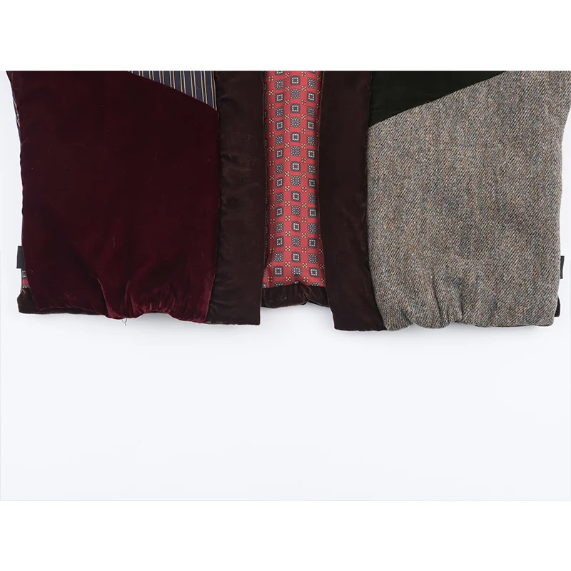 2025 Autumn Winter Cotton Vests For Women New Fashion Velvet Splicing Sleeveless Jackets Female Vests Coat Chic Waiscoat Tops