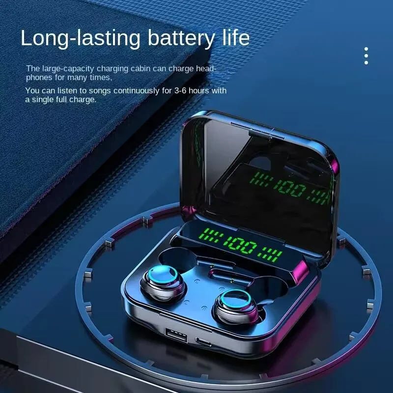 M21 TWS 무선 헤드폰 커플 소음 차단 Bluetooth 이어폰 9D 스테레오 스포츠 방수 4 이어 버드 헤드셋 (마이크 포함)