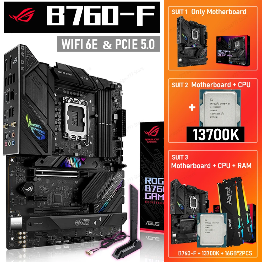 i7 13700K Core CPU LGA 1700 Motherboard Set ASUS ROG STRIX B760F
