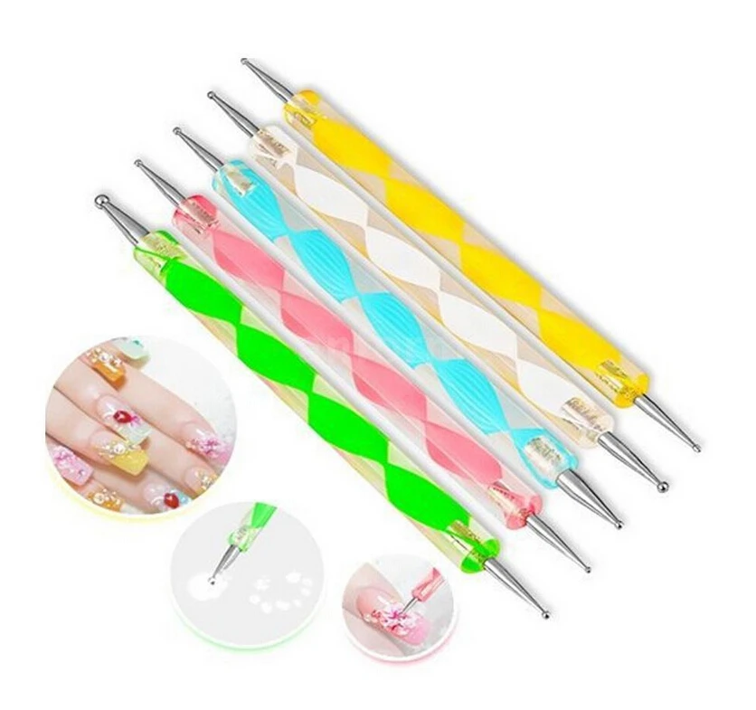 1/5PCS Nail Art Dotting Pen,  Spiral Rod Hook Drawing Painting Pen Nail Brushes Set Pen Double Head Point Drill Pens Nail Tools* 6