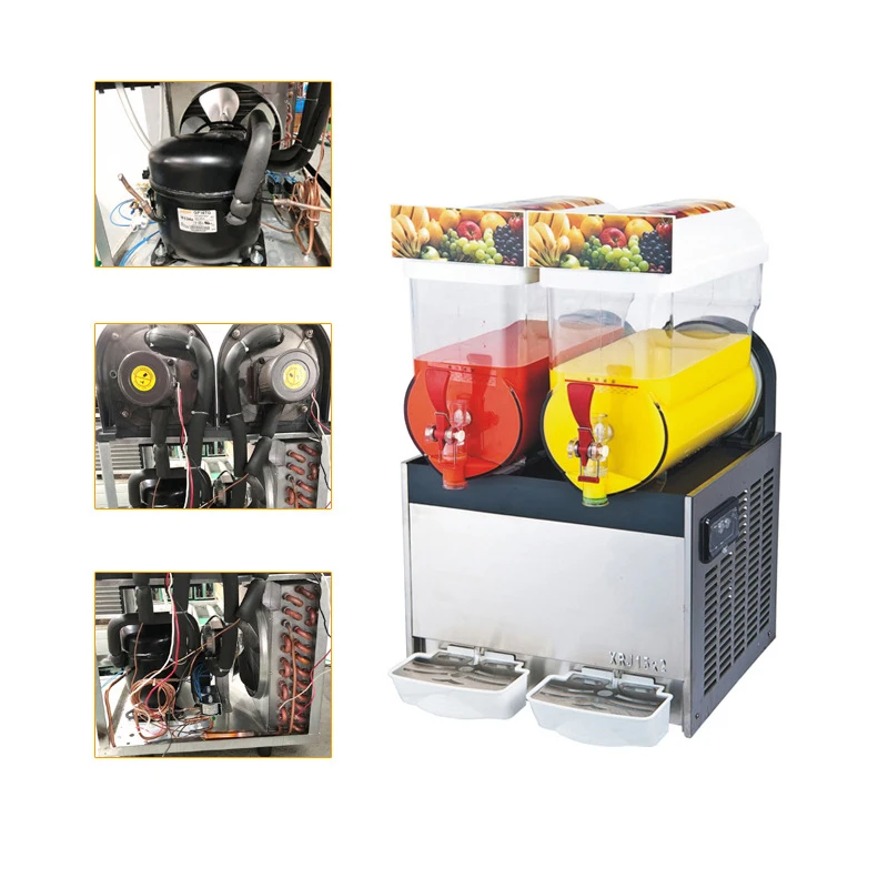 BEIJAMEI 10L 15L Double cylinder Slushie Machine Automatic Drink Dispenser Juicer Beverage Granizing Snow Smoothie Slush Maker f 5