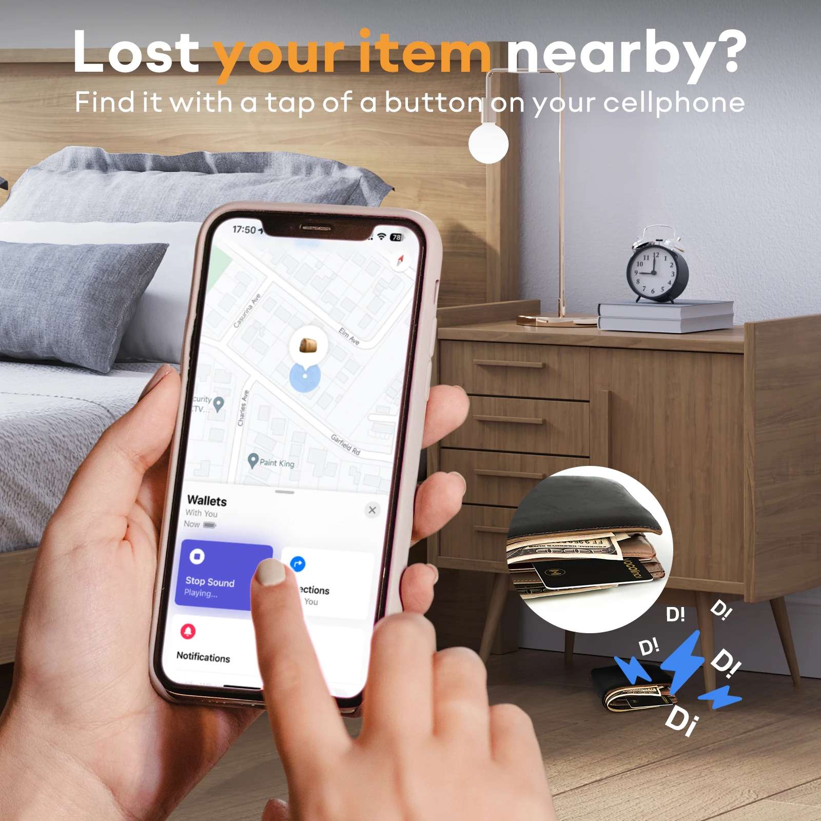 1/2Pcs VOCOlinc Smart Bluetooth Wallet Tracker Passport Tag, Use with Find My (iOS Only), Anti-lost Item Finder Keychain Locator 5