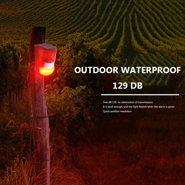 Solar Strobe Light Alarm Waterproof Solar Infrared Motion Sensor Alarm Remote Control Multifunctional for Villa Farm Yard Garden 2