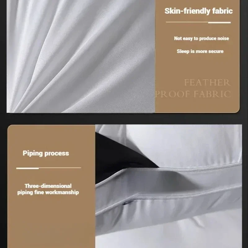 1PC Down Feather Pillow Cotton Frosted Thickened Cervical Pillow Five-Star Hotel Sleep Pillows Feather for Home 48x74cm 수면용 베개 5