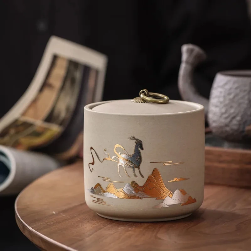 

Классические старинные чайные банки из грубой керамики, бытовые влагостойкие банки для хранения сухих фруктов и специй, герметичный контейнер для хранения чая высокого качества