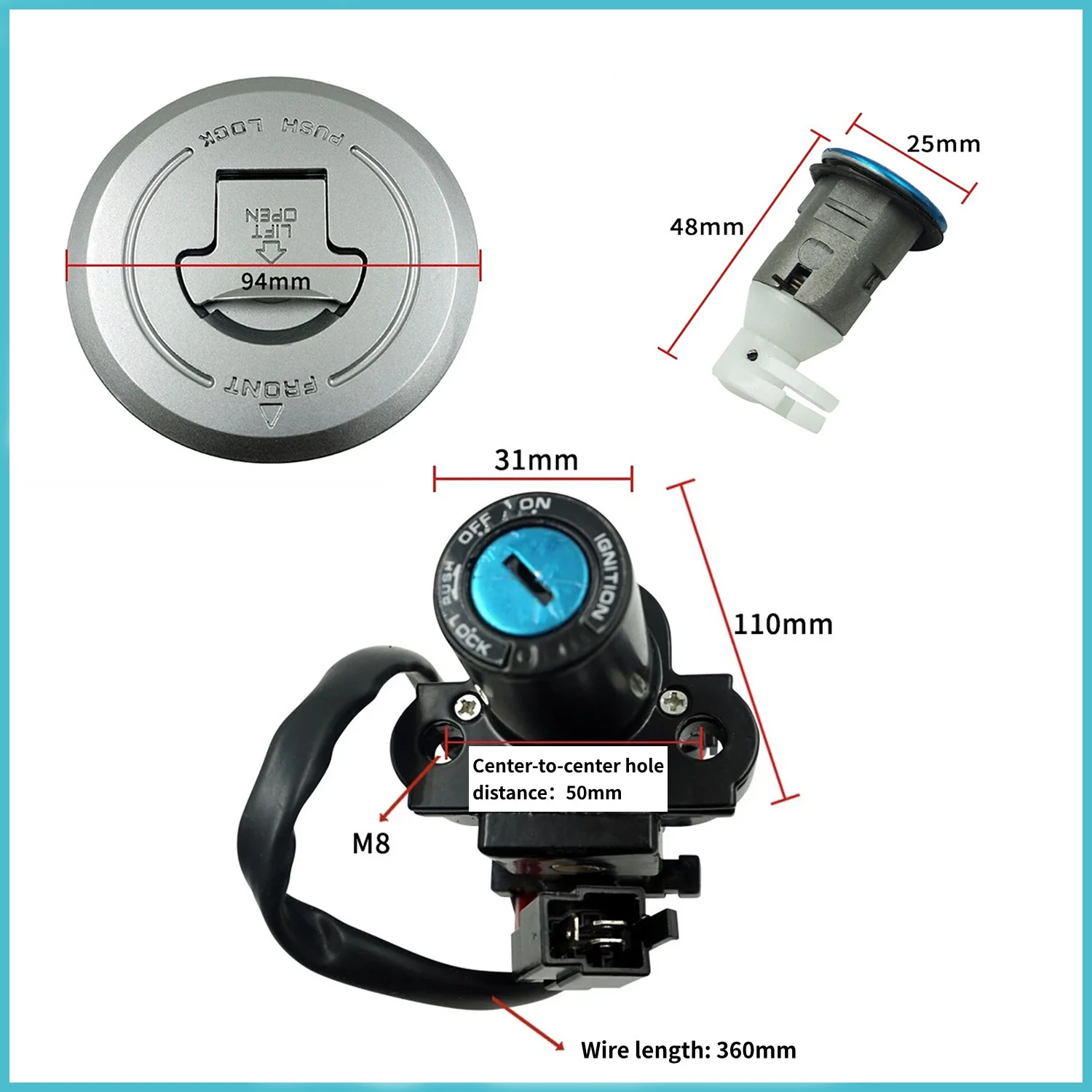 Ignition Switch Gas Cap Cover W/Key Lock Set For CBR250 CBR250R CBR250RA CBR300RA CBR300R Hornet CB250 CB600F CB1300 VTR250 MC33