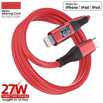 MFI Certified Nylon Braided Type C to Lightning Fast Charging Cable With Led Digital Display