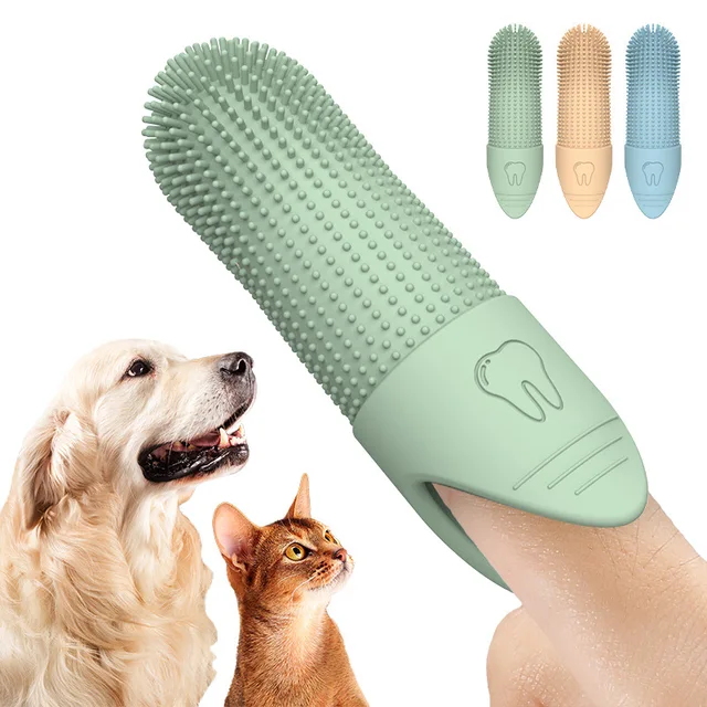 Dog Toothbrush, 360° Cleaning Finger Toothbrush for Dogs, Food Grade Silicone Dog Finger Toothbrush for Dogs & Cats Dental Care 1