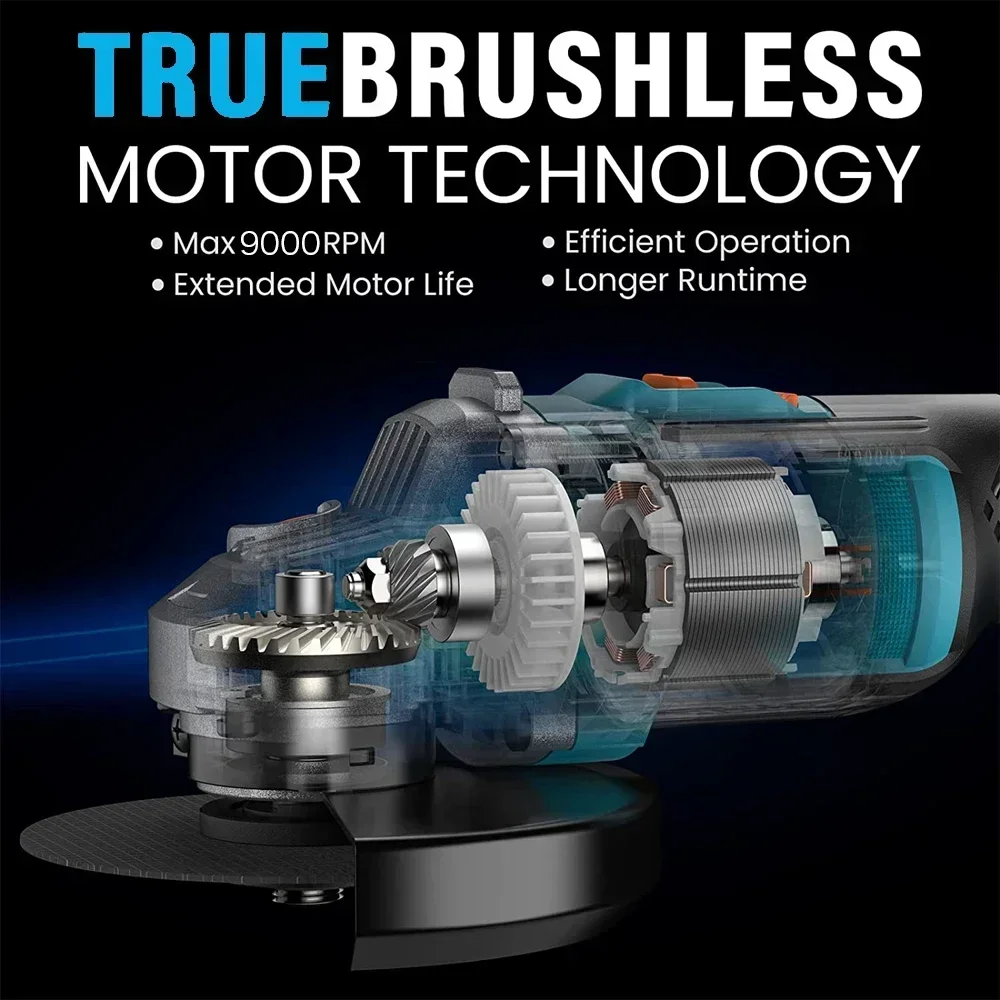 ONEKFYFD 125mm Cordless Wireless Brushless Rechargeable Electric Angle Grinder Grinding Machine Tool For Makita 18V Battery 3