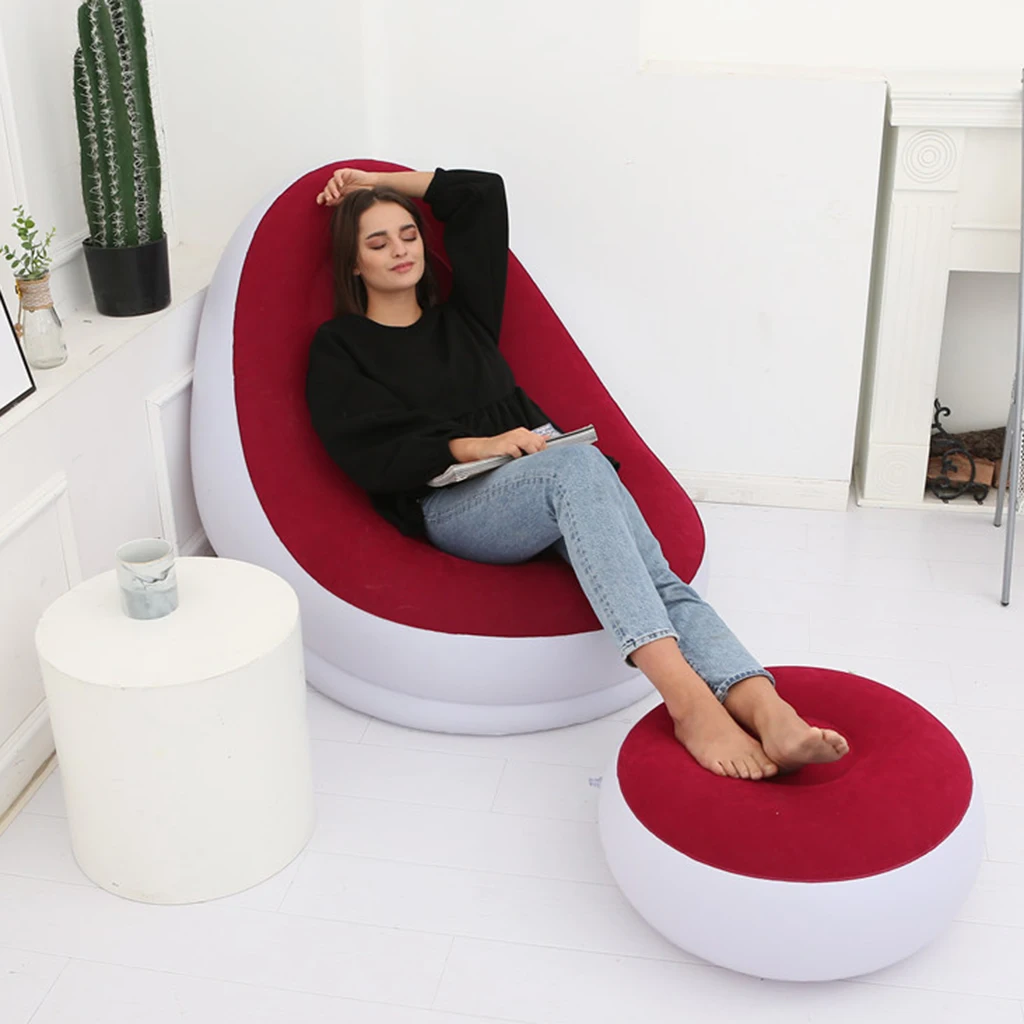 Camping Chair Foldable Inflatable Ottoman PVC Waterproof Air Chair Ultralight Stool for Home Garden Outdoor Lounge Camping Chair Foldable Inflatable Ottoman PVC Waterproof Air Chair Ultralight Stool for Home Garden Outdoor Lounge