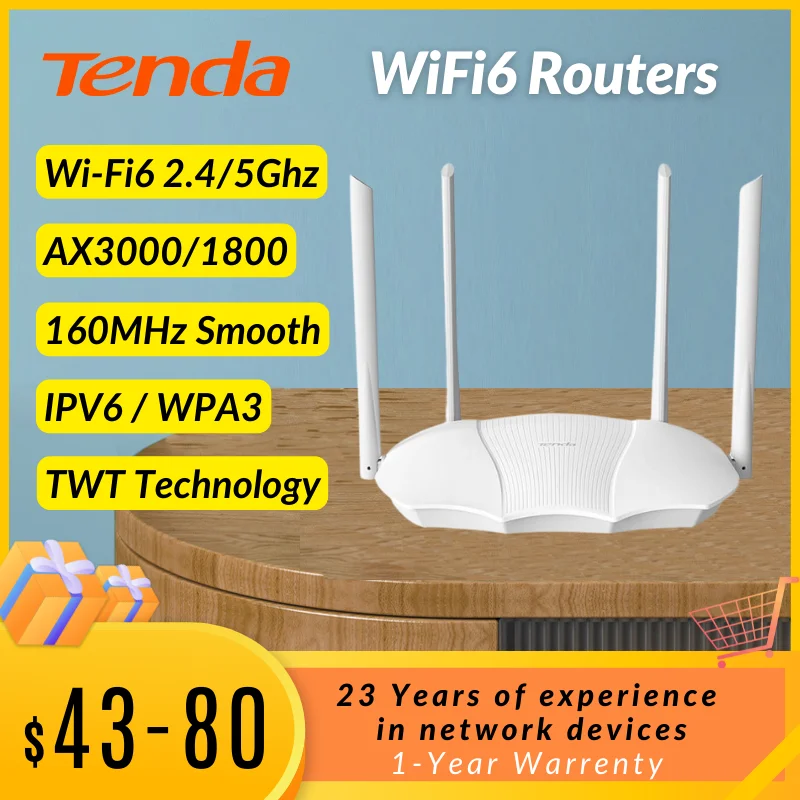 

Tenda WiFi 6 Router AX3000 Dual Band 2.4G Wi-fi6 Router Roteador 5GHz Mesh Gigabit Ethernet RJ45 pk xiaomi router Extender