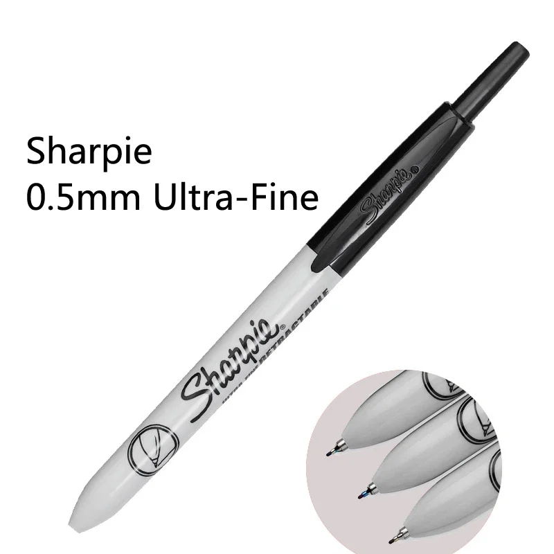 12pcs Sharpie Retractable Permanent Marker Oil Ultra Fine Point 0.5mm 1mm Colored Paint Pen Painting on Plastic Metal Wood CD