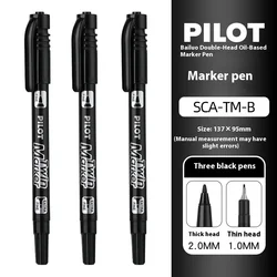Dual - Tip Oil - Based Permanent Marker Pen - Quick - Drying, Waterproof & Smudge - Proof (Black pen 3pcs)