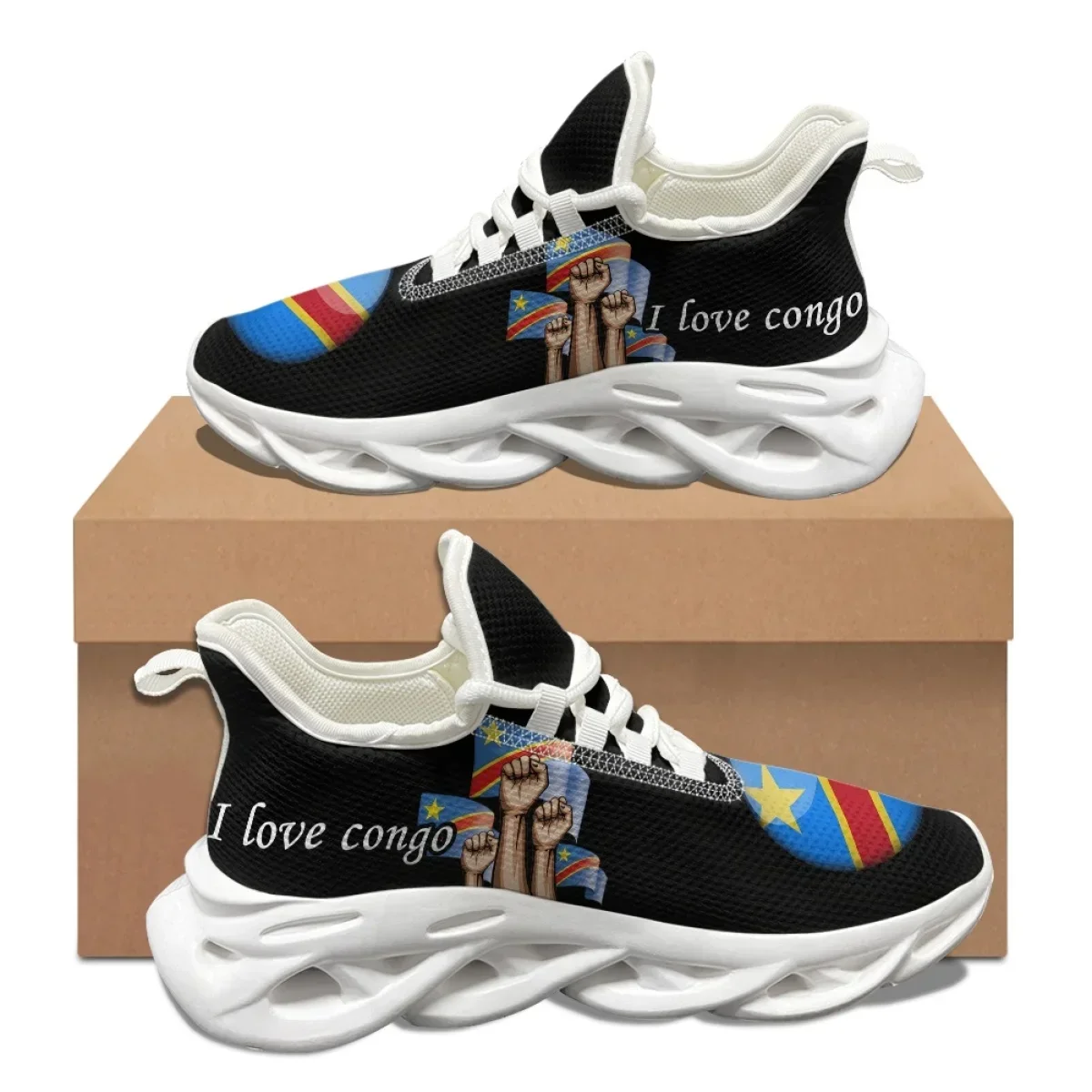 I Love Congo Designer Non-Slip Flat Shoes Summer Comfortable Outdoor Travel Sneakers Durable Basketball Shoes Female Footwear