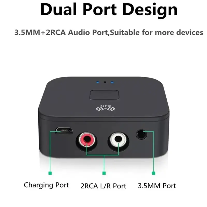 B03B-블루투스 5.0 RCA 오디오 수신기 3.5Mm AUX 잭 스테레오 음악 무선 어댑터 마이크 스피커 증폭기 자동 켜기/끄기
