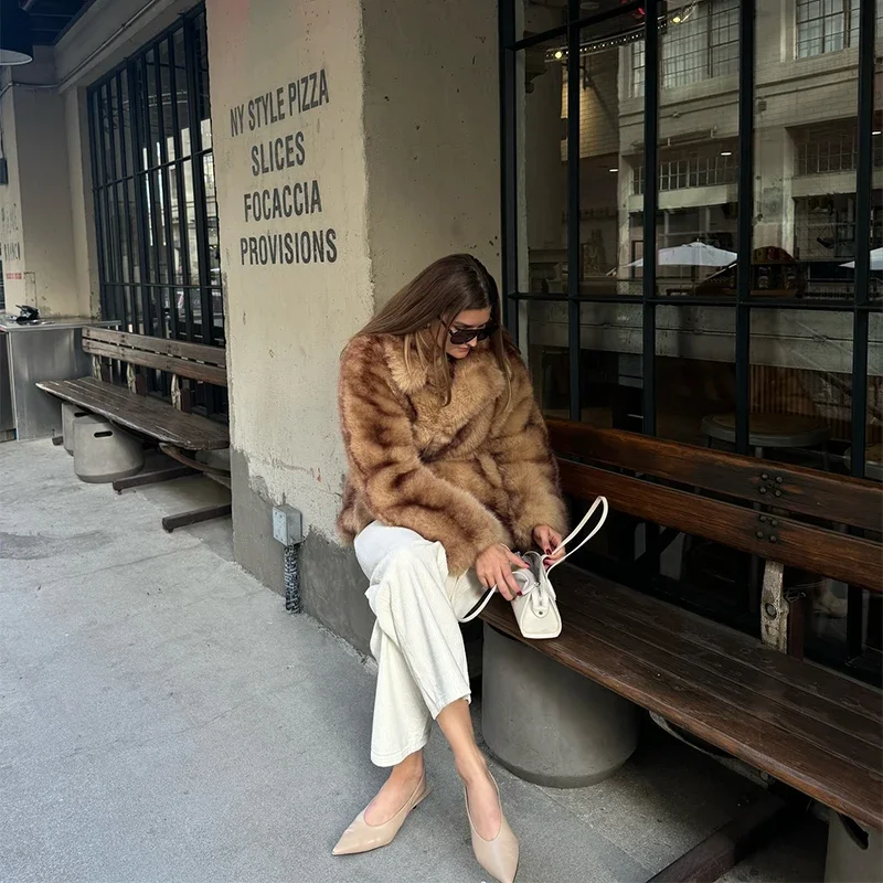 Oversized Fluffy Faux Fur Coats For Women Winter Autumn Loose Lapel Cardigan Jacket Fashion High Street Warm Outwear New