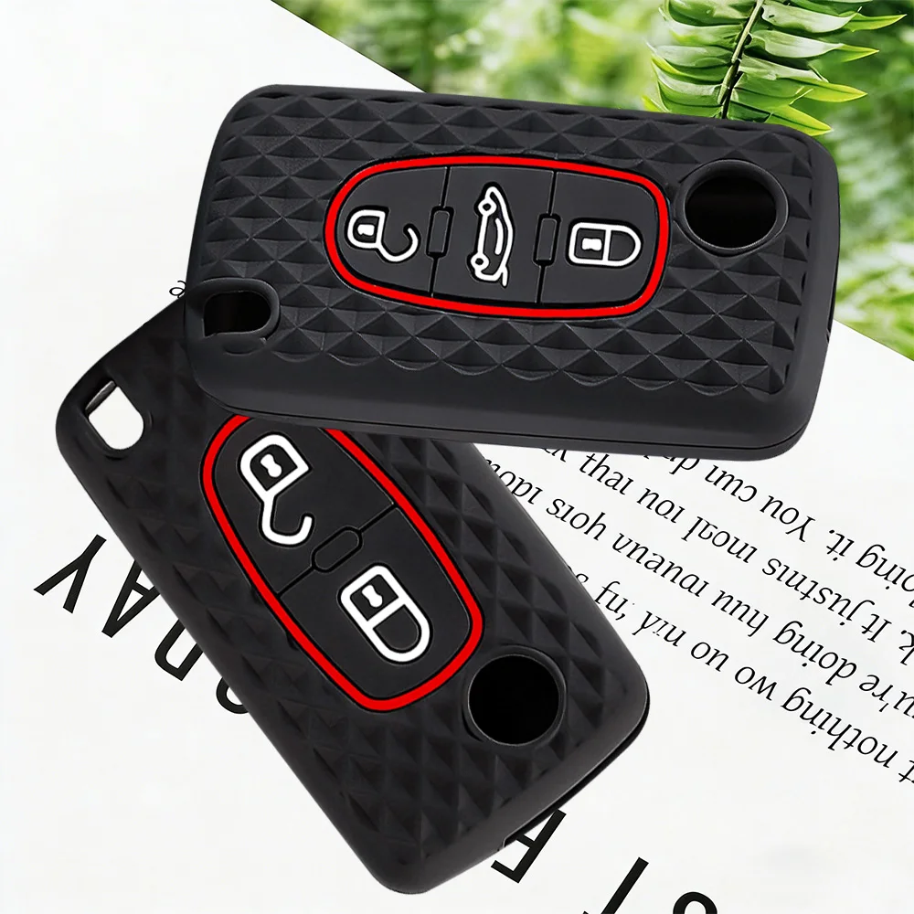 Housse de protection pour clé de voiture en silicone souple de qualité supérieure pour Citroën C-Crosser C3 C4 Picasso Berlingo, compatible avec Peugeot Partner Tepee 207 307 308