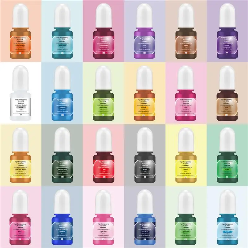 5ml/Bottle High Clear Epoxy Resin Pigment 24 Color Resin Dye Liquid Colorant For Mold Coloring Jewelry Making Art Crafts
