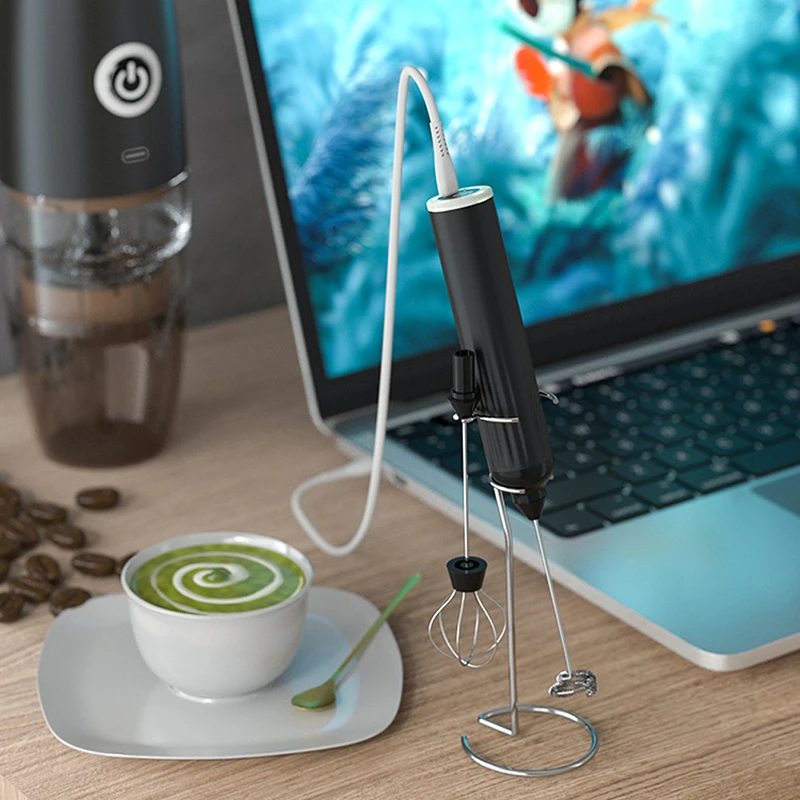 Mini mousseur à lait électrique portatif, mélangeur pour boissons, appareil  à mousse, Rechargeable par USB, support mural - AliExpress