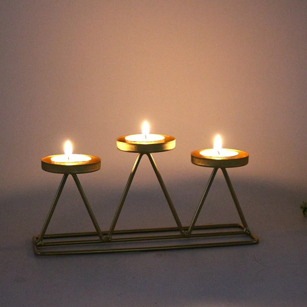 

Candlesticks Candle Holder Christmas Decorative Dining Candle Geometric High Quality.for Dinner Holder Triangle