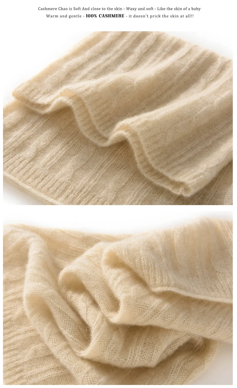 Halswärmer aus 100 % reinem Kaschmir für Damen und Herren, verdickter warmer Pullover-Schal für den Winter, Nackenschutz mit Kälteschutz – Detail 12