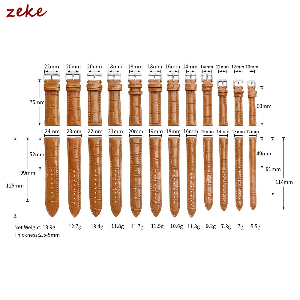 Bamboo Pattern Leather Watchband - Universal Design, Multiple Sizes Available