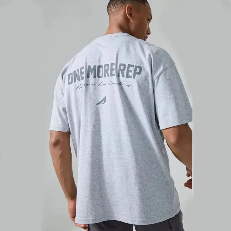 Man Active One More Rep Oversized Washed T-shirt Luxury Brand Great Chapter Embroidered Short Cotton Casual Loose Couple Tee
