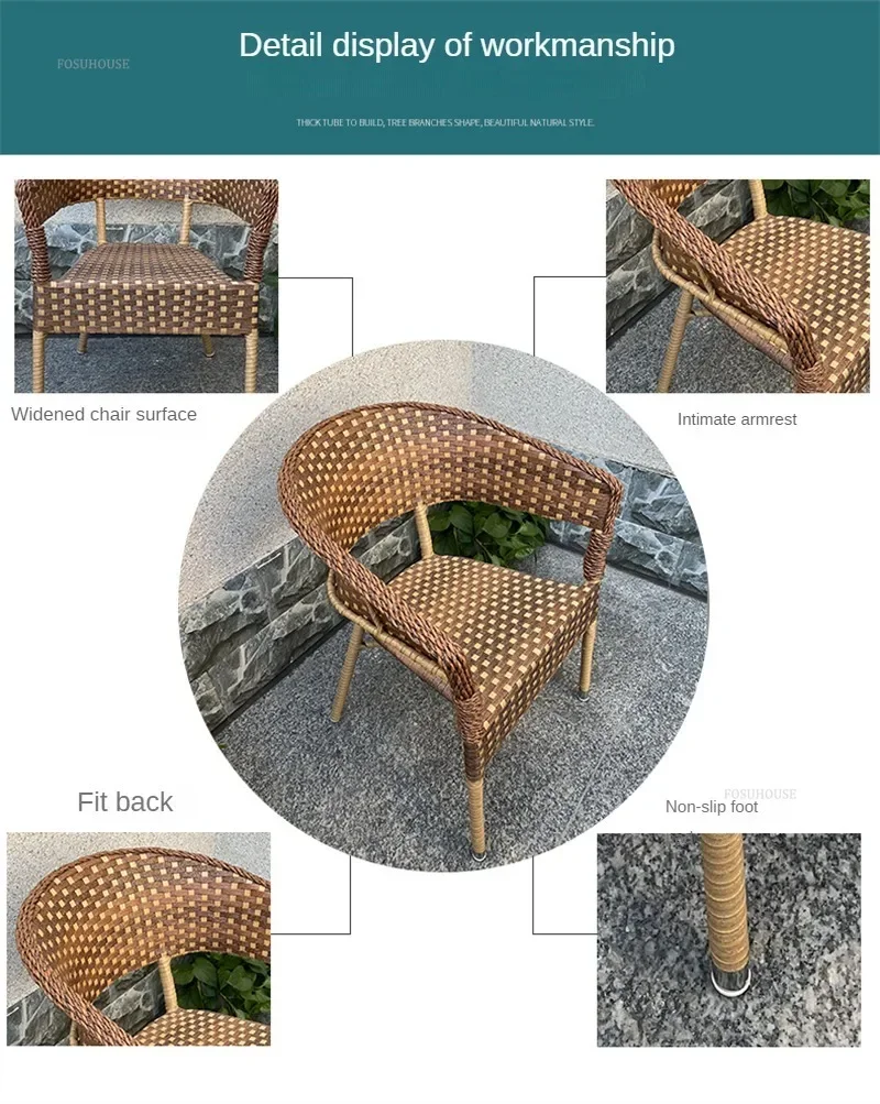 Outdoor Garden Furniture Sets Balcony Tea Table and Chair PE Rattan Chair Three-piece Set Courtyard Leisure Outdoor Furniture B