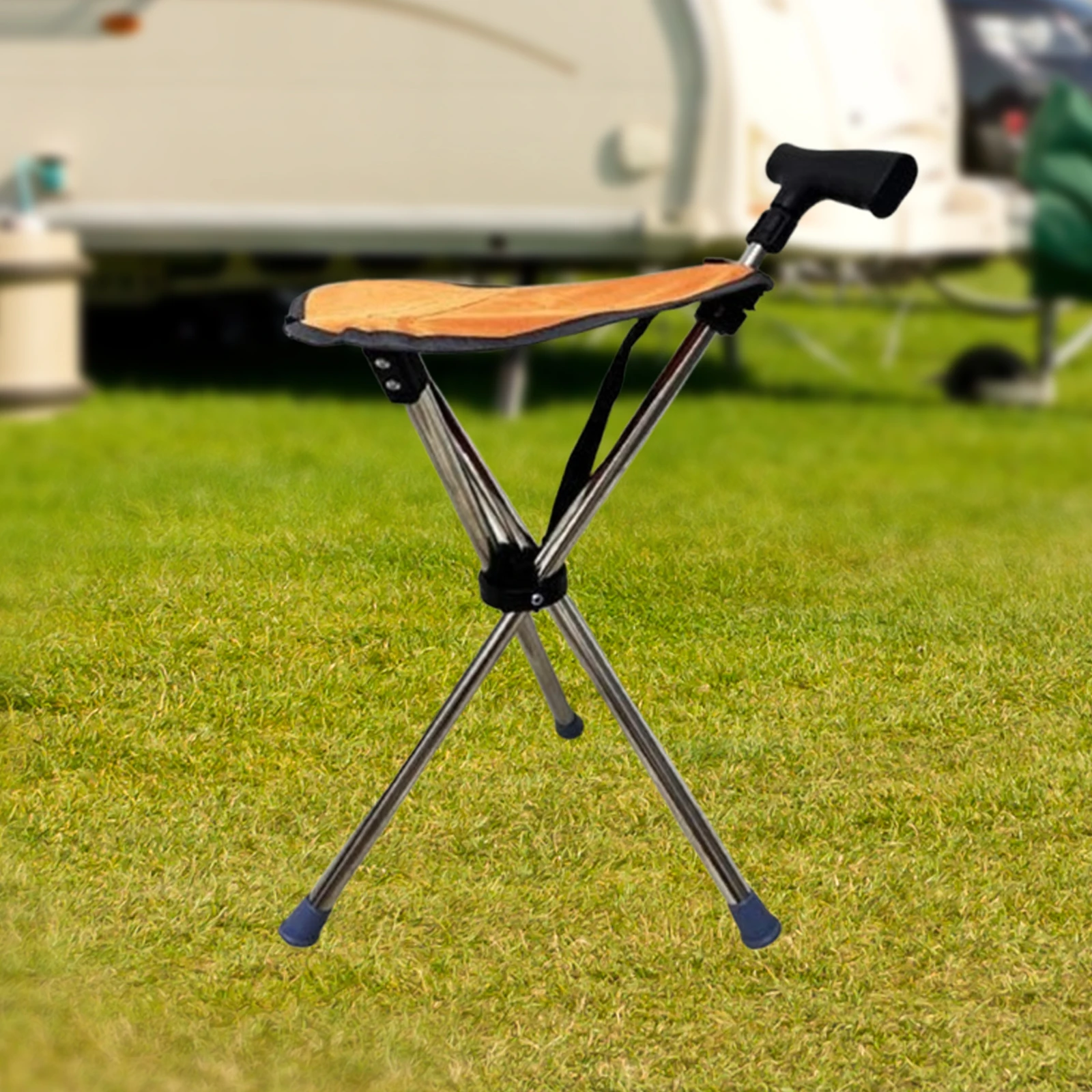Folding Cane Seat 3 Legs Walking Cane with Triangular Handle Stool High Load Capacity Easy Carry for Elderly Support Stool