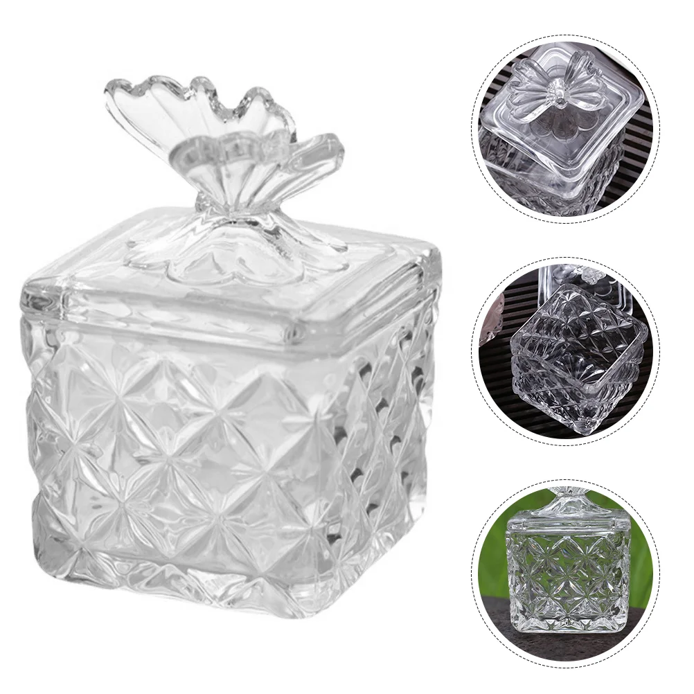 

Multipurpose Candy Jar European Vintage Square Jar Clear Glass Container