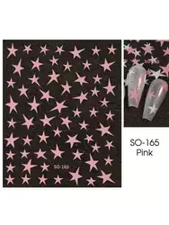 Shimmering 3D Metallic Starburst Nail Art Stickers - Silver & Gold (Pink 1 pcs)