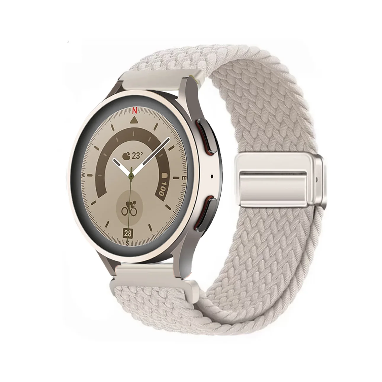 Sleek Silver Magnetic Buckle Nylon Braided Loop Watch Strap - 18mm/20mm/22mm Adjustment Options