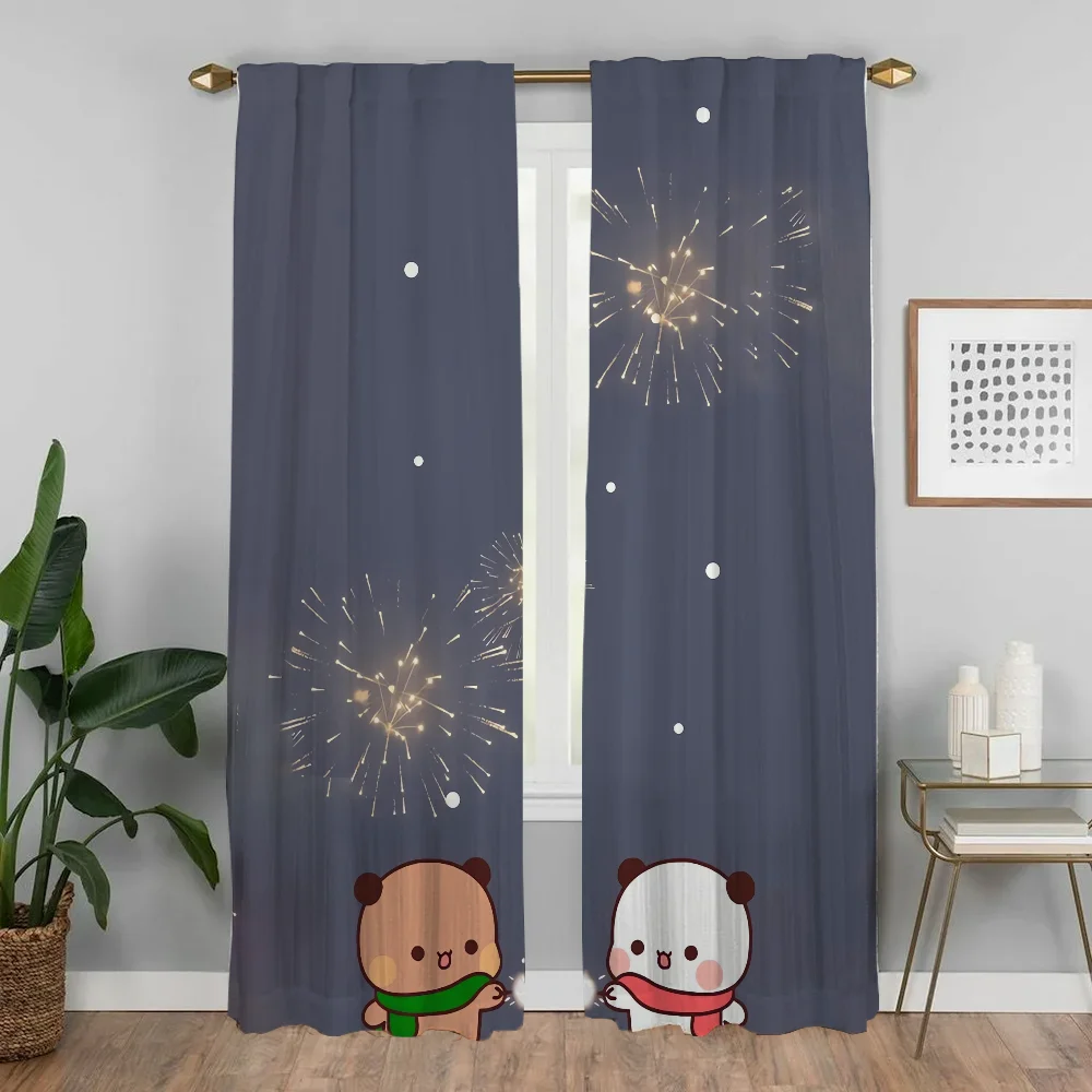 Bubu and Dudu Elegant Room Curtains for Living Room Blackout Curtains 2 Pieces Halloween Decoration Partition Shades Curtain 3