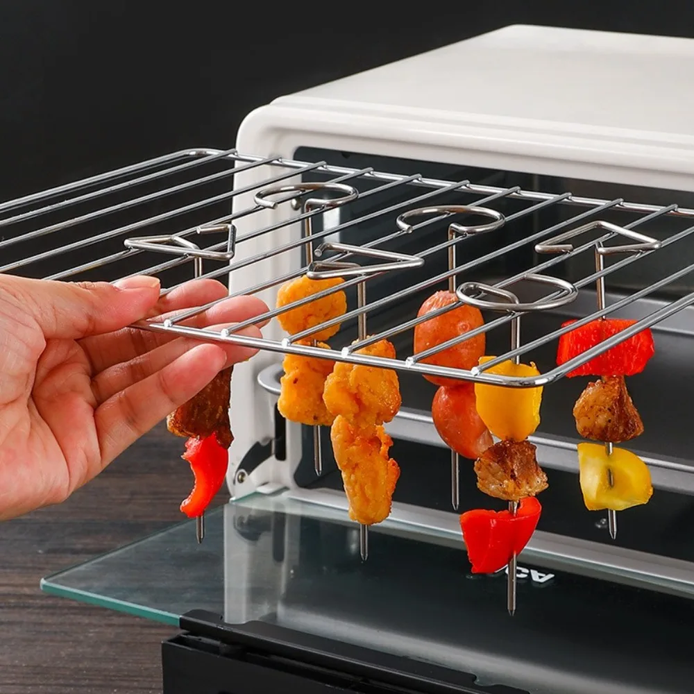 10PCS Portable Barbecue Sticks Stainless Steel Barbecue Accessories Oven Hanging Vertical Grill Reusable Skewers