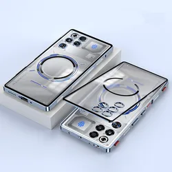 Premium Metal Bumper Case with MagSafe Ring and Transparent Back Cover for ZTE nubia RedMagic 11 Pro+ (Blue)