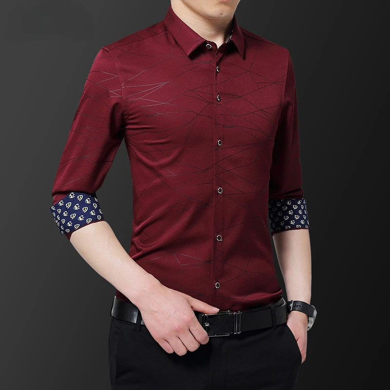 Men's Dress Shirts Korean Version Business Man Slim Fitting Tops & Tees Long Sleeve Anti Wrinkle Non Ironing Shirt Male Clothes
