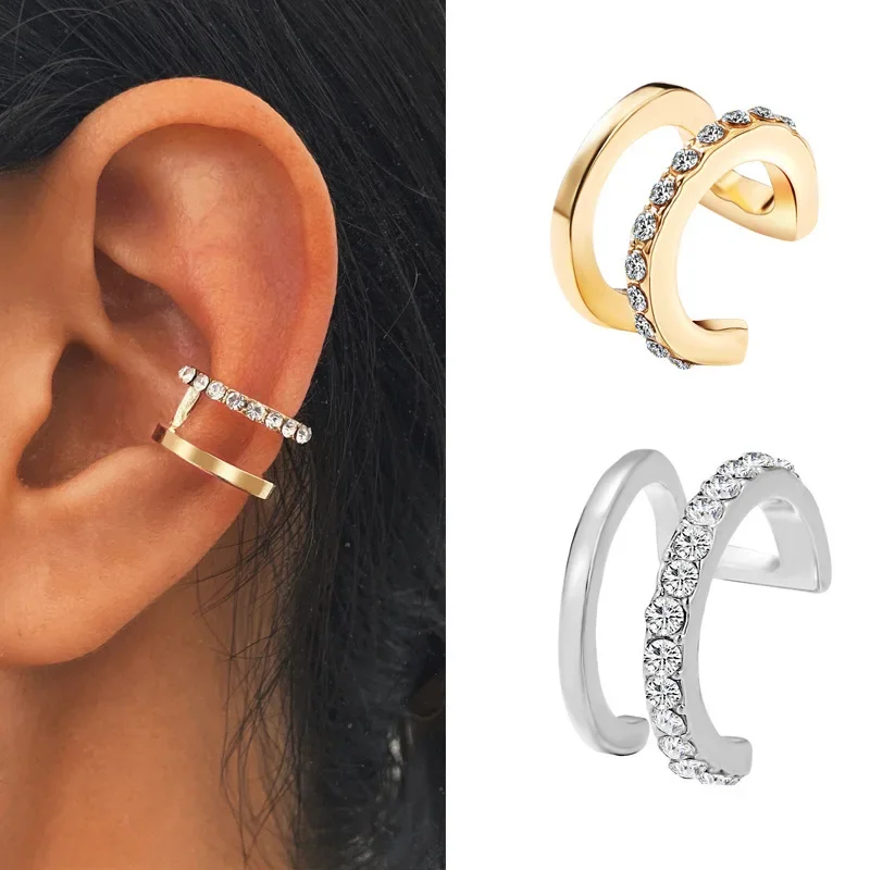 Rhinestone Decor Ear Cuff Earring for Woman Ear 2025 Summer Christmas Jewelry Gift ear clip earrings clip earrings ear clip ear accessories