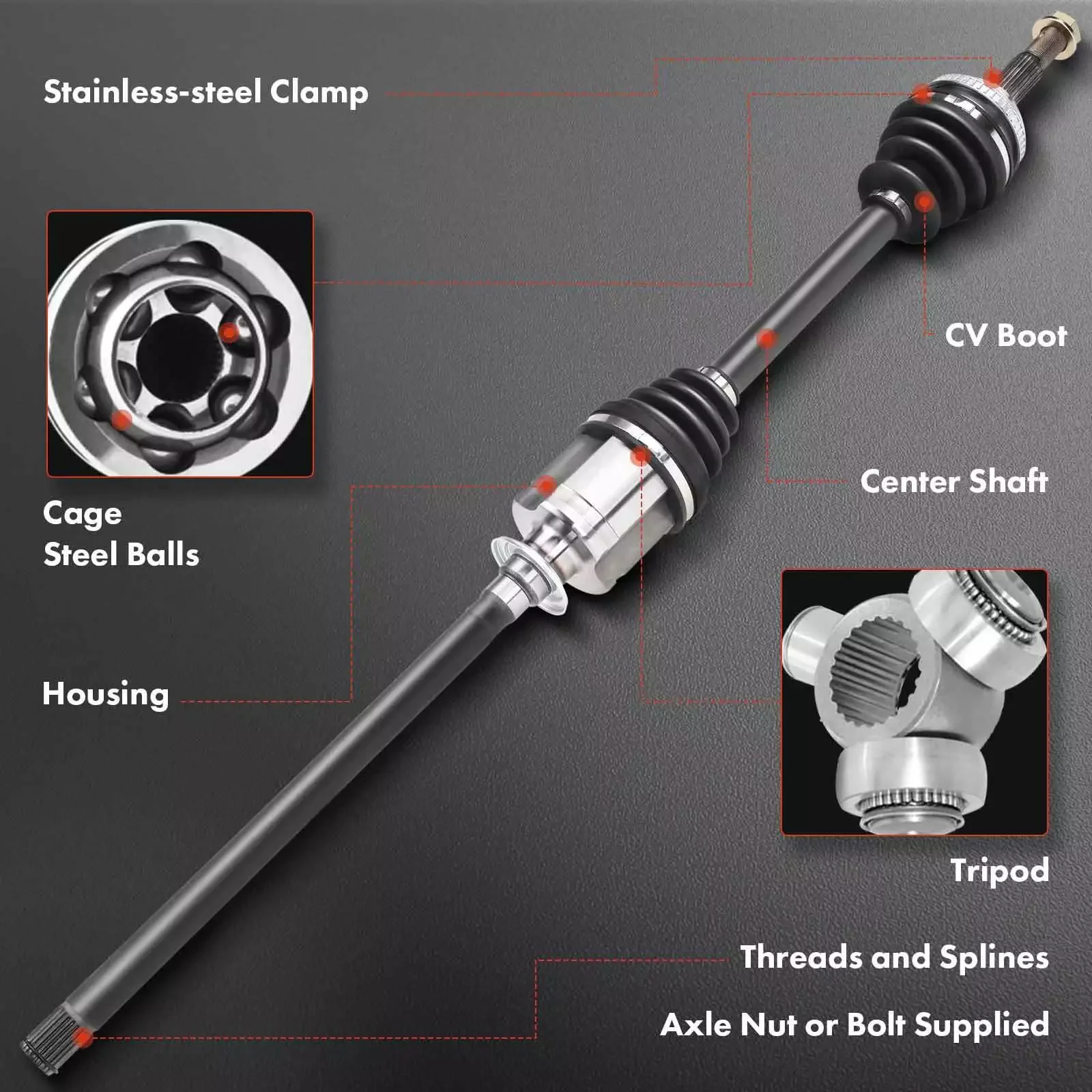 New Front Passenger CV Axle Assembly for Volvo S80 2004 2005 2006 L5 2.5L FWD