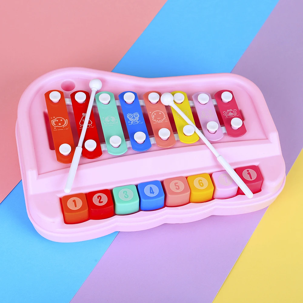 

Orff Musical Instruments 8 Tone Hand Knock Xylophone Hand Knock Duet Piano Percussion Instrument Baby Educational Toys Kid Gifts