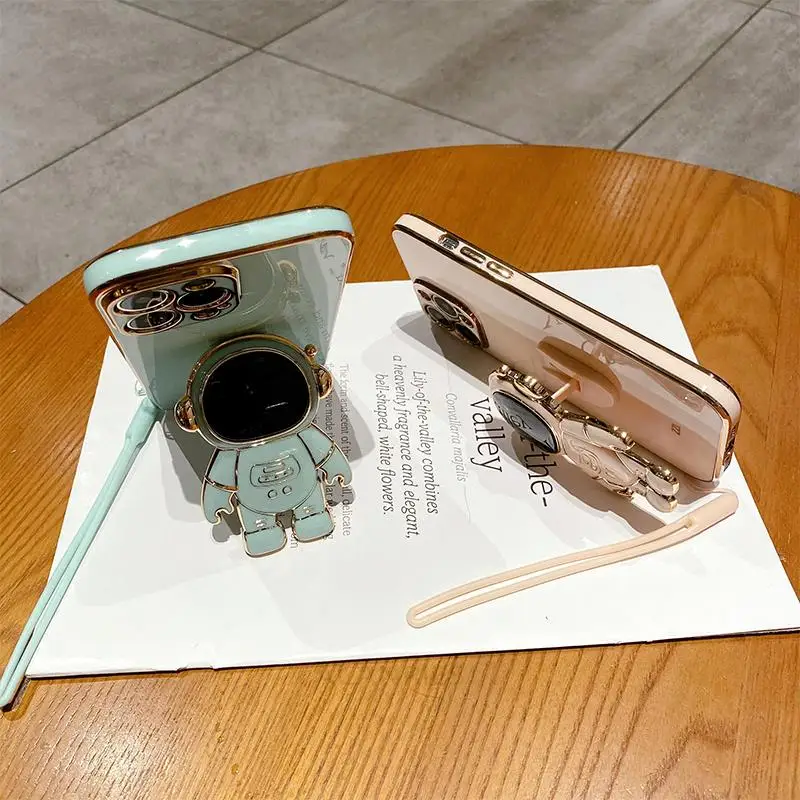 Luxury Plating Silicone Stand Cover with Lanyard Attachment