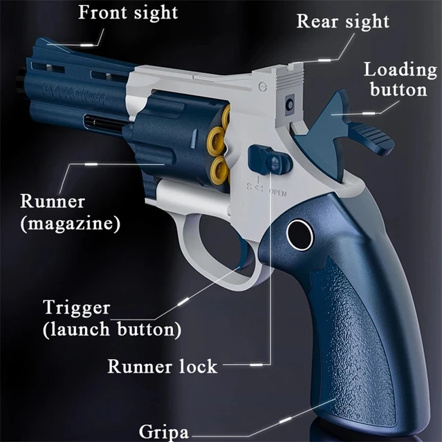 Children's Toy Soft Bullet Gun Shell Ejection Soft Bullet Gun Revolver Model Alloy Wheel 12pcs Bullet For Boys Children Gift 6