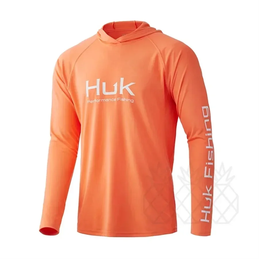Fishing Shirt HUK With Hat Long Sleeve Sun UV UPF50 Summer Quick Dry Top Lightweight Men Fishing Clothes Sports Hunting Camping 7