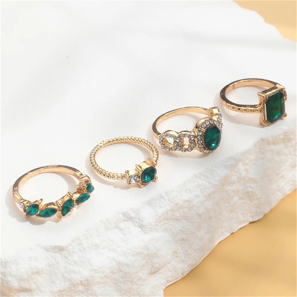 green crystal ring set