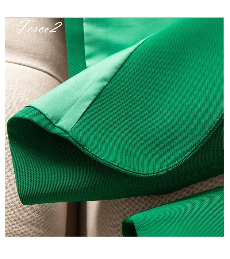 Tesco Office Lady Suit Sets Women's Casual Pantsuit Long Sleeve Blazer+Trousers Green Slim Jacket Outfits 2 Piece