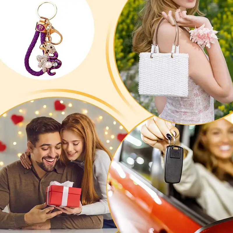 2025 Year Of Chinese Snake Lucky Pendant Keychain Creative Rhinestone Snake Key Ring With Ring Clasp Bag Accessories Charm Gift 6
